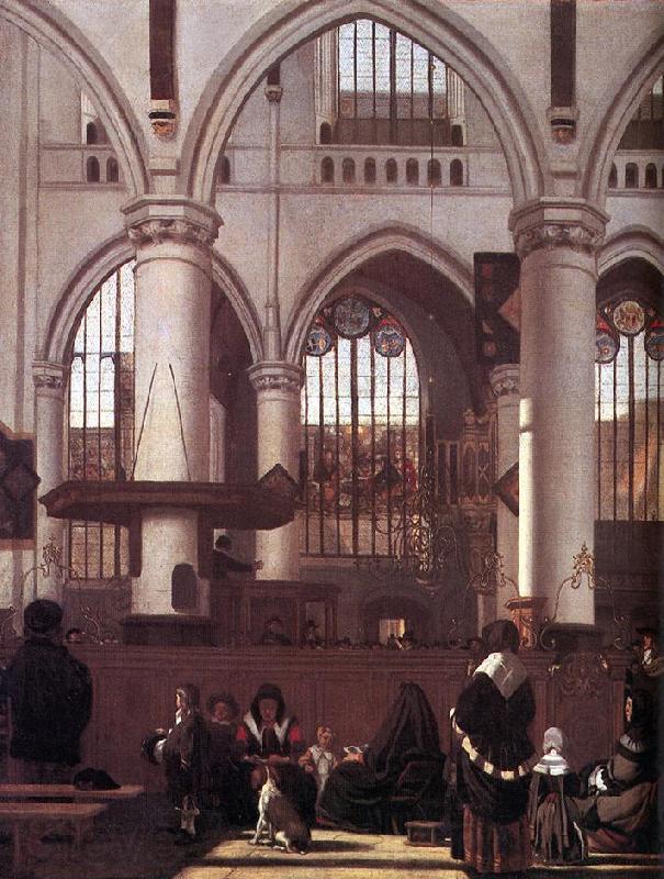 WITTE, Emanuel de The Interior of the Oude Kerk, Amsterdam, during a Sermon France oil painting art